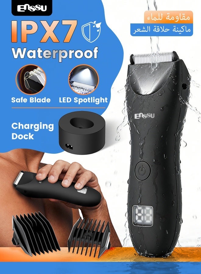 ENSSU Advanced Men's Body Groomer LED Spotlight | Redefining Safe & Smooth Trimming | 6000 RPM Motor & LCD Display | Tech-Driven Grooming Experience - Image 1